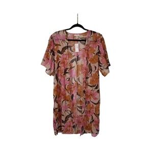 NWT Maurices XS Women's Sheer Flutter Sleeve Open Cover Up Kimono Floral Boho